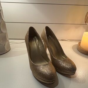 Elegant Gold Glitter Heels